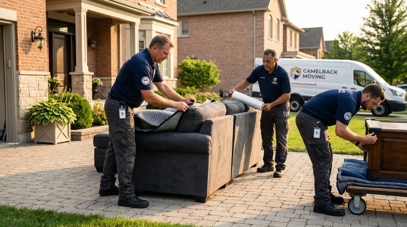 Large estate moving crew wrapping furniture in Puerto Real, PR